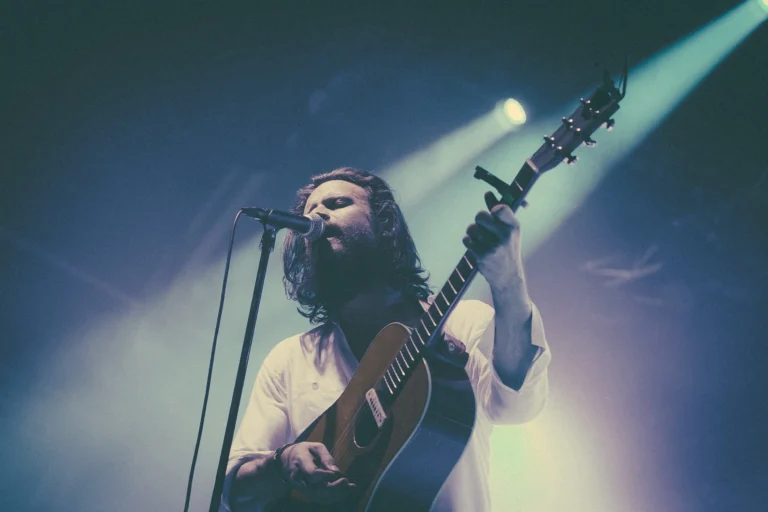 Father John Misty | Vida Festival, Vilanova y la Geltrú, Espanja 2015 Father John Misty soittaa konsertikuvassa kitaraa ja laulaa.