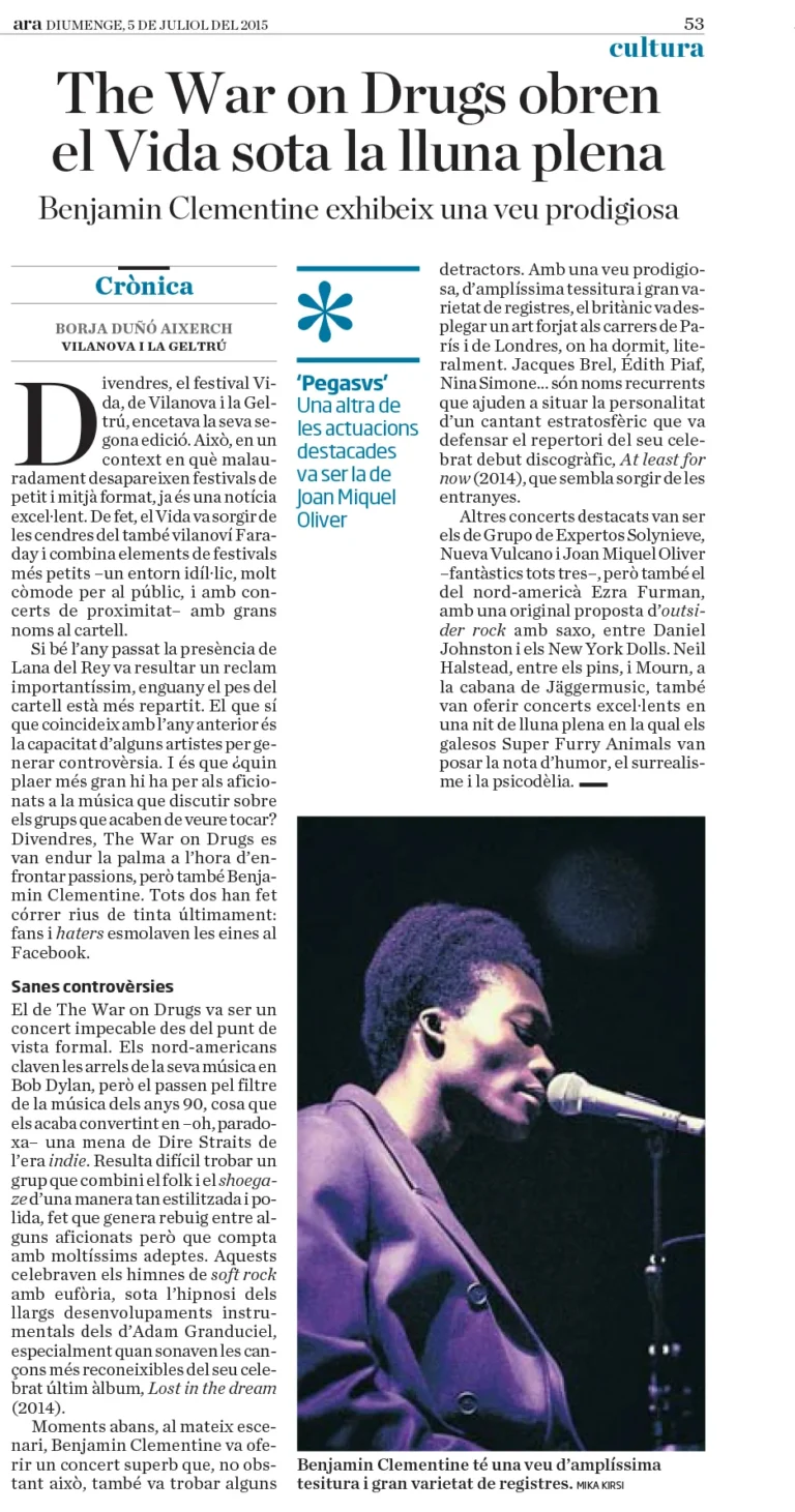 Benjamin Clementine | ARA, Espanja 2015 Livekuva Benjamin Clementin esiintymisestä Vida Festivalilla Espanjassa 2015